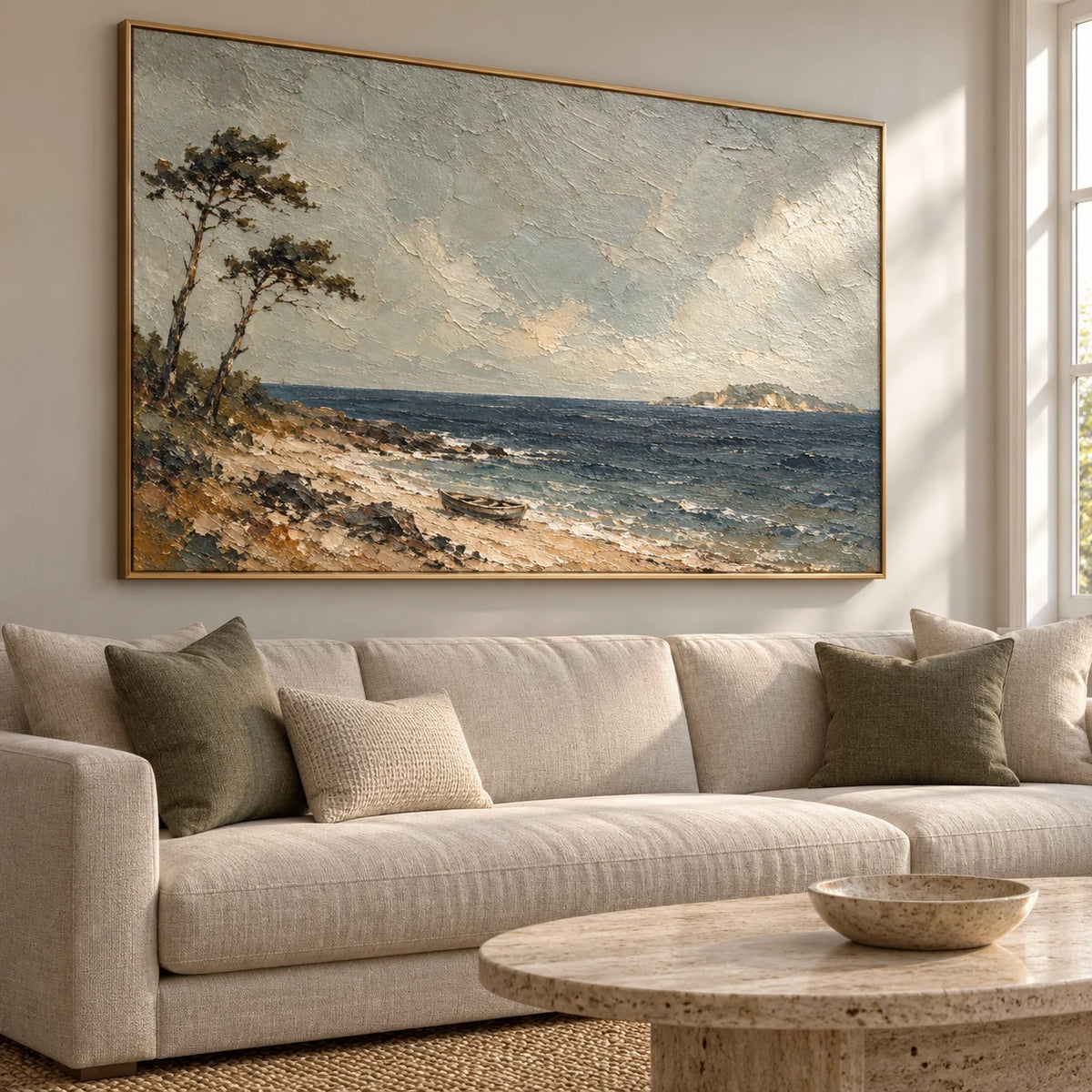 Beyond the Bay displayed in a living room, viewed from the left