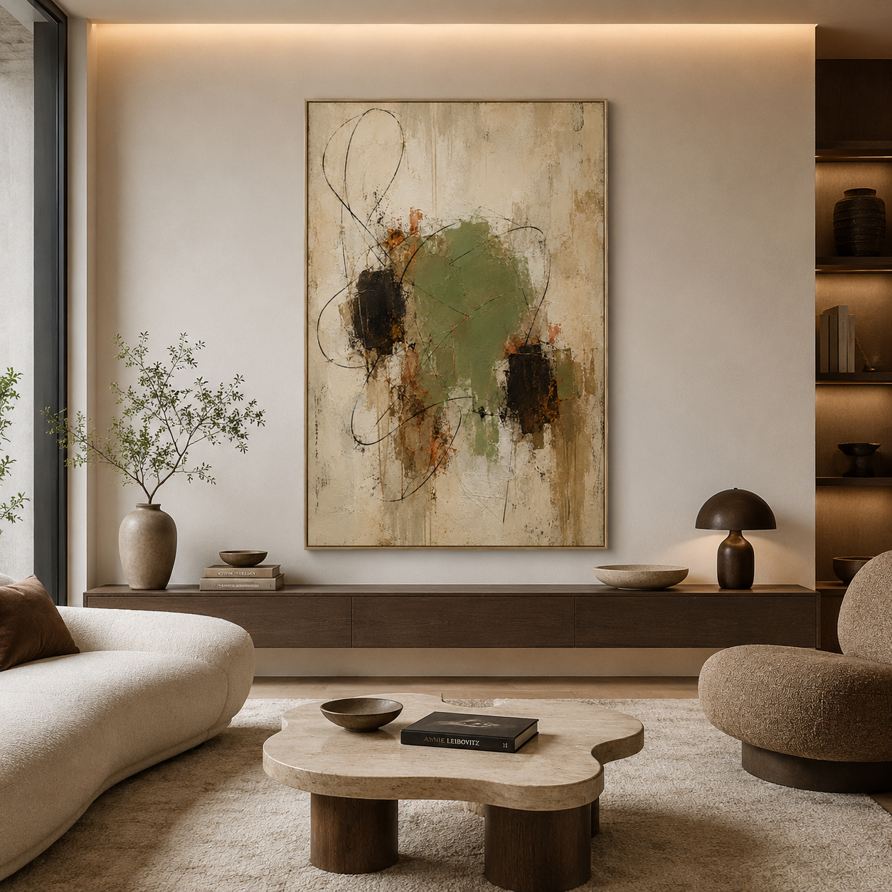 Verdant Whisper - hand-painted abstract oil painting on canvas by Realoilart