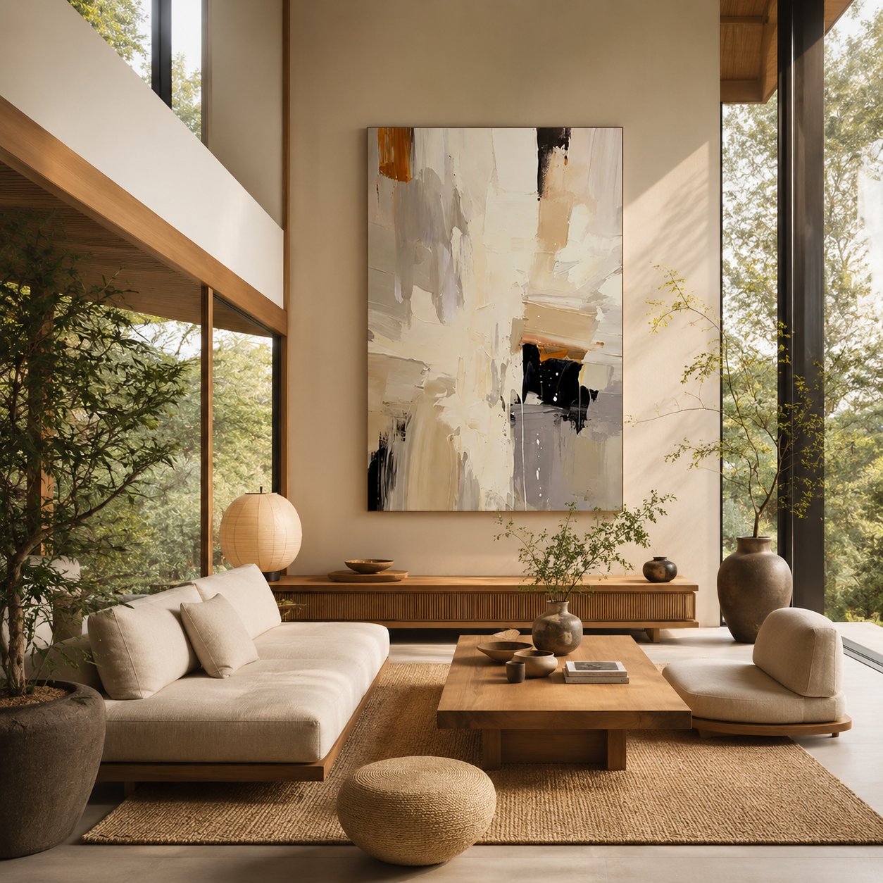 Sunlit Abstraction - hand-painted abstract oil painting on canvas by Realoilart