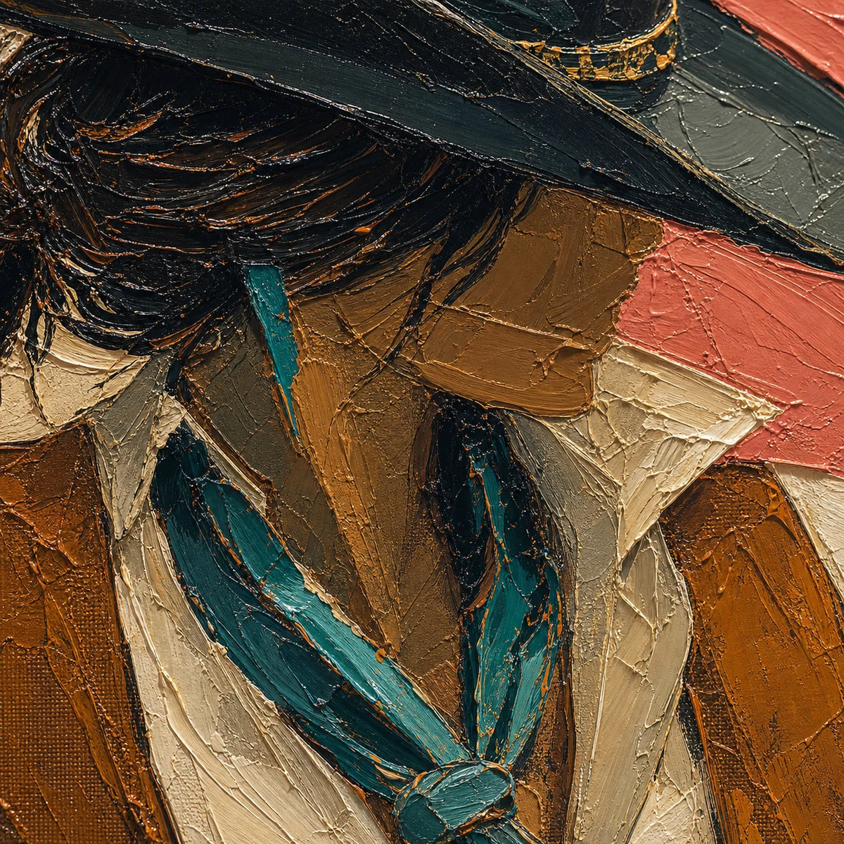 Between Rides detail showing the painted subject and textured color