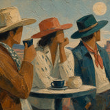 Desert Tableaux detail showing the painted subject and textured color