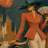 Scarlet Rodeo detail showing the painted subject and textured color