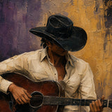 Cowboy Guitar - painted subject and impasto detail