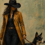 Dog Walk - painted subject and impasto detail