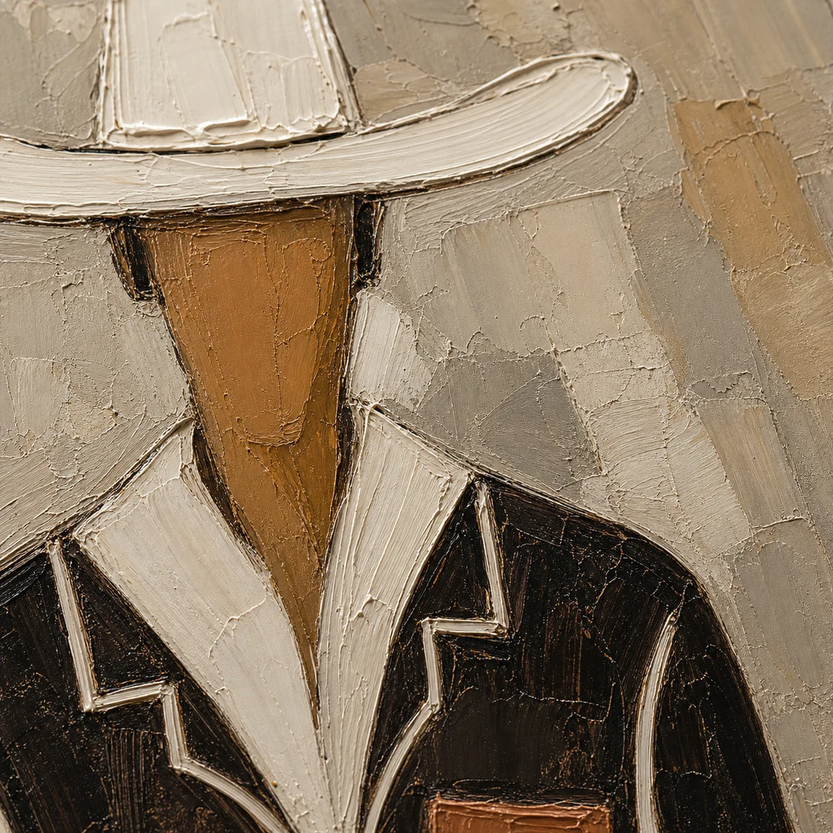 White Hat Company - painted subject and impasto detail