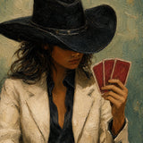 Card Cowgirl - painted subject and impasto detail