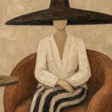 Seated Brim - painted subject and impasto detail