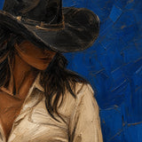Truck Cowgirl - painted subject and impasto detail