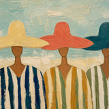 Seaside Trio - painted subject and impasto detail