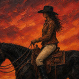 Sunset Rider - painted subject and impasto detail