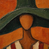 Emerald Brim - painted subject and impasto detail