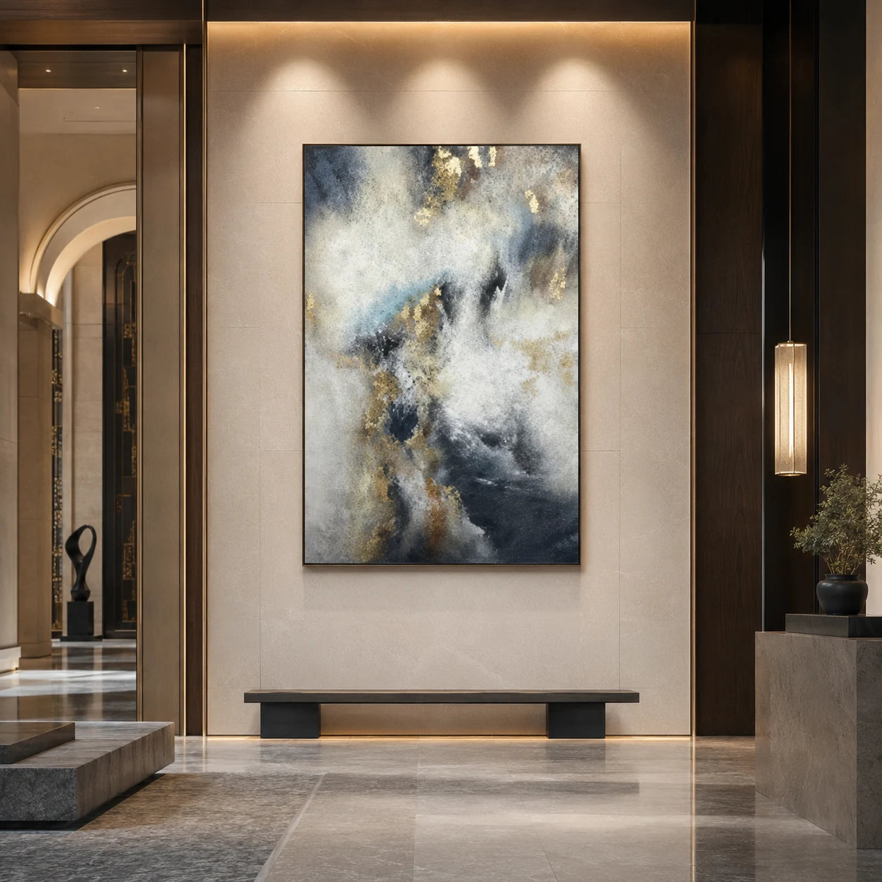 Sfumato - hand-painted abstract oil painting in a styled interior