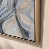 Glasswater Motion - hand-painted vertical oil painting in a styled interior