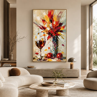 Crimson Burst - hand-painted oil painting on canvas by Realoilart