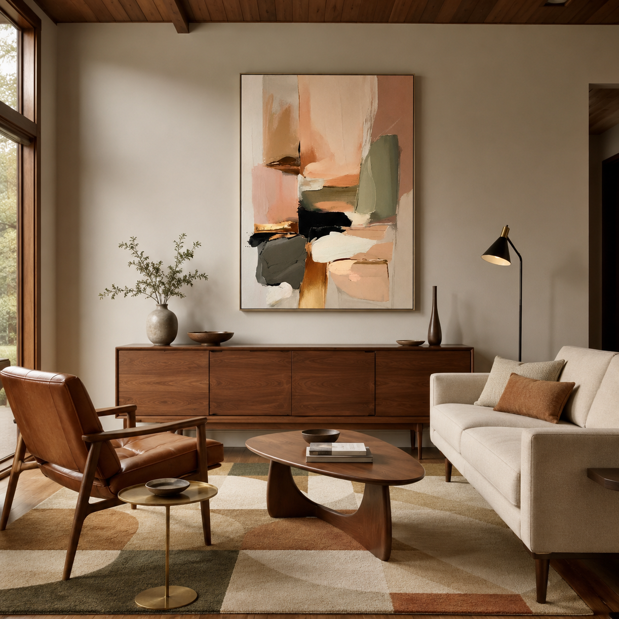 Warm Composition - hand-painted abstract oil painting on canvas by Realoilart