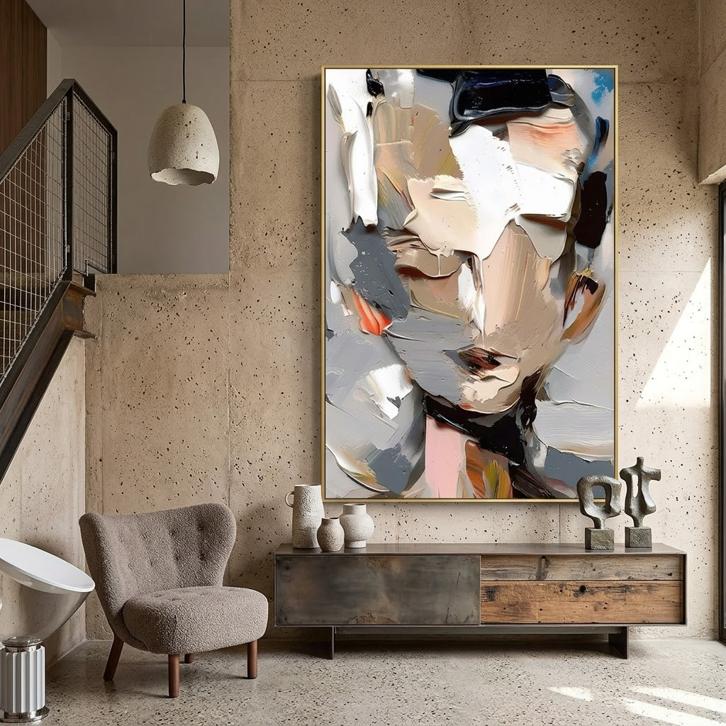 Fragmented Gaze - hand-painted portrait oil painting on canvas by Realoilart