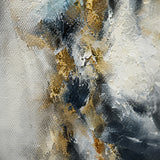 Gilded Drift - hand-painted abstract oil painting in a styled interior