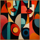 Cubist Reverie - hand-painted portrait oil painting on canvas detail 7 by Realoilart