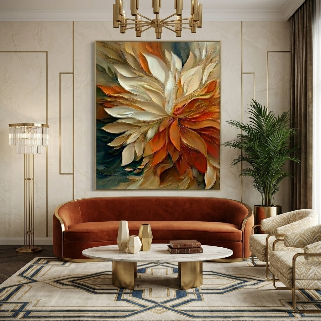 Autumn Bloom - hand-painted floral oil painting on canvas detail 2 by Realoilart