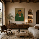 Silent Reflection - hand-painted portrait oil painting on canvas detail 3 by Realoilart