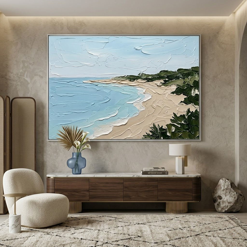 Coastal Calm - hand-painted coastal oil painting on canvas by Realoilart