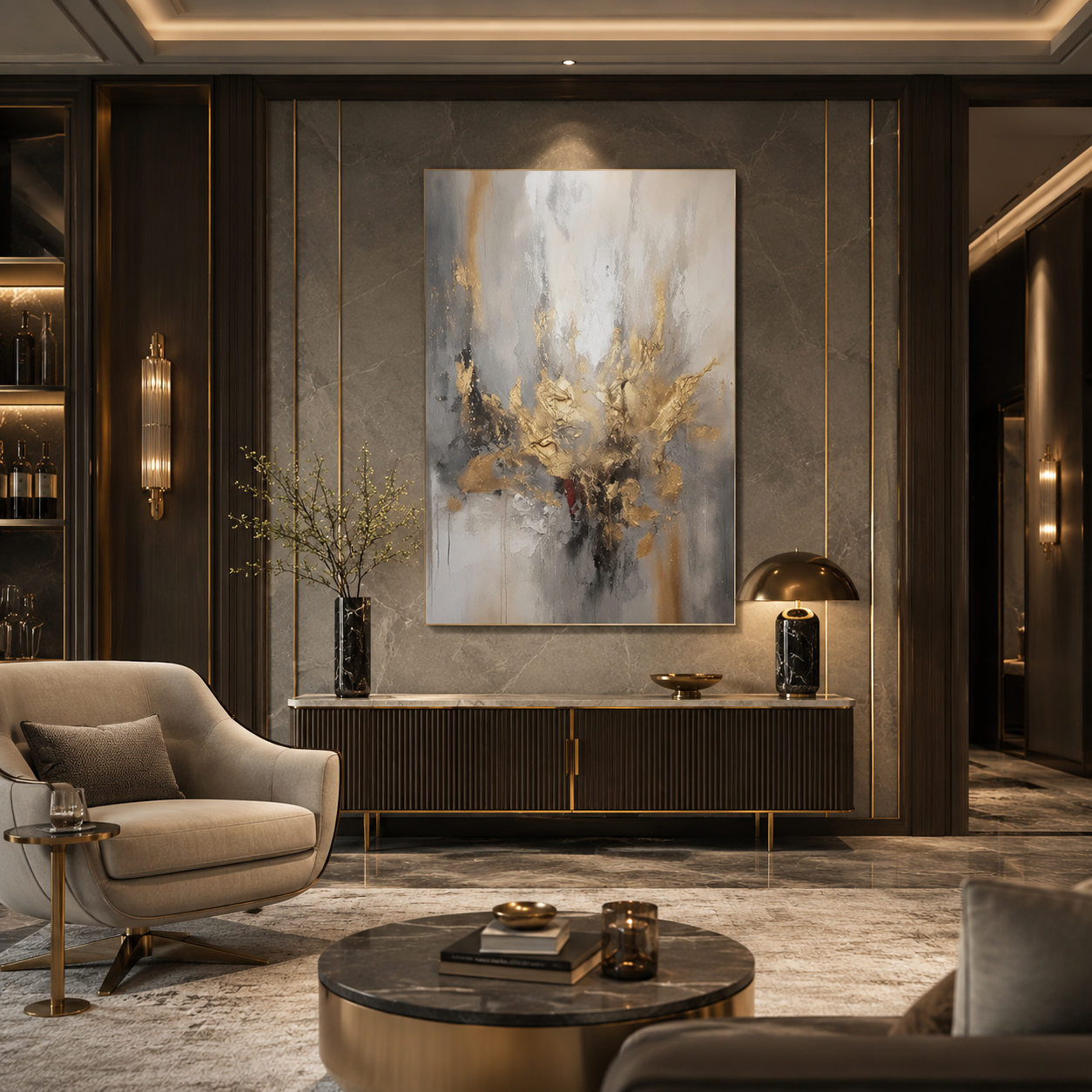 Golden Bloom - hand-painted floral oil painting on canvas by Realoilart