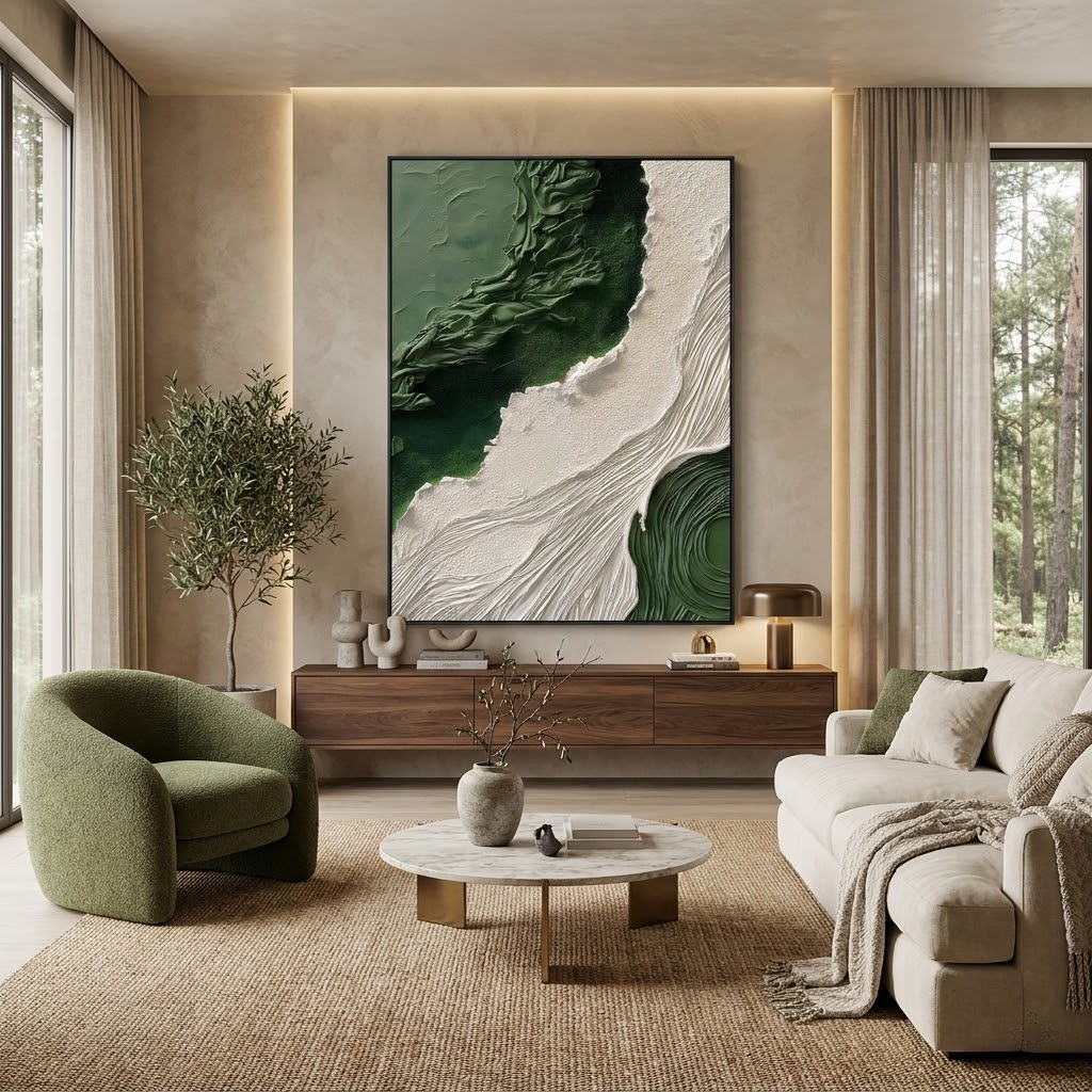 Emerald Flow - hand-painted coastal oil painting on canvas detail 2 by Realoilart