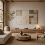 Earthen Grid — hand-painted oil painting on canvas