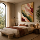 Earthen Strata abstract oil painting, hand-painted on canvas