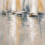 Harbor Regatta abstract oil painting, hand-painted on canvas
