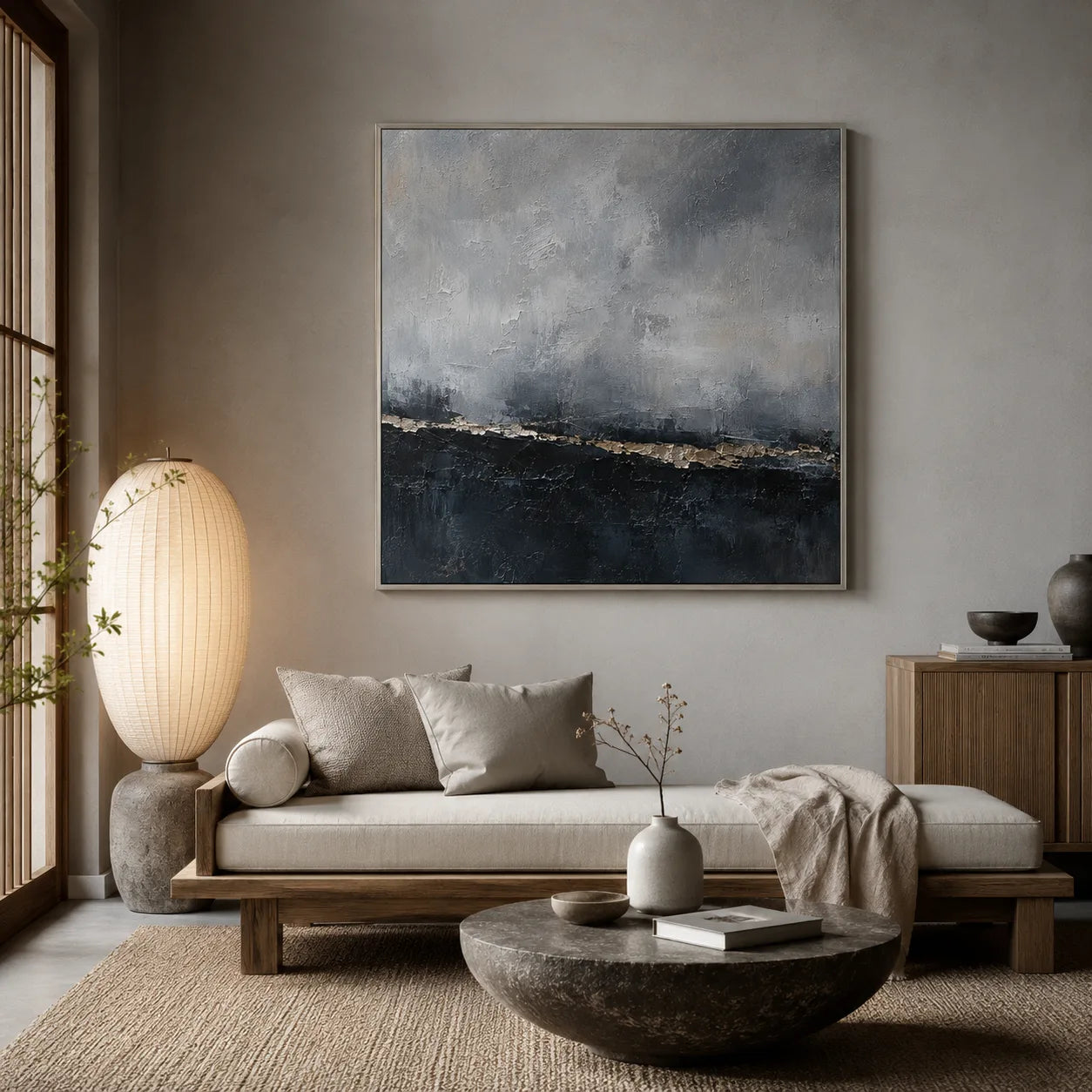 Nocturne Shore - hand-painted coastal oil painting on canvas by Realoilart