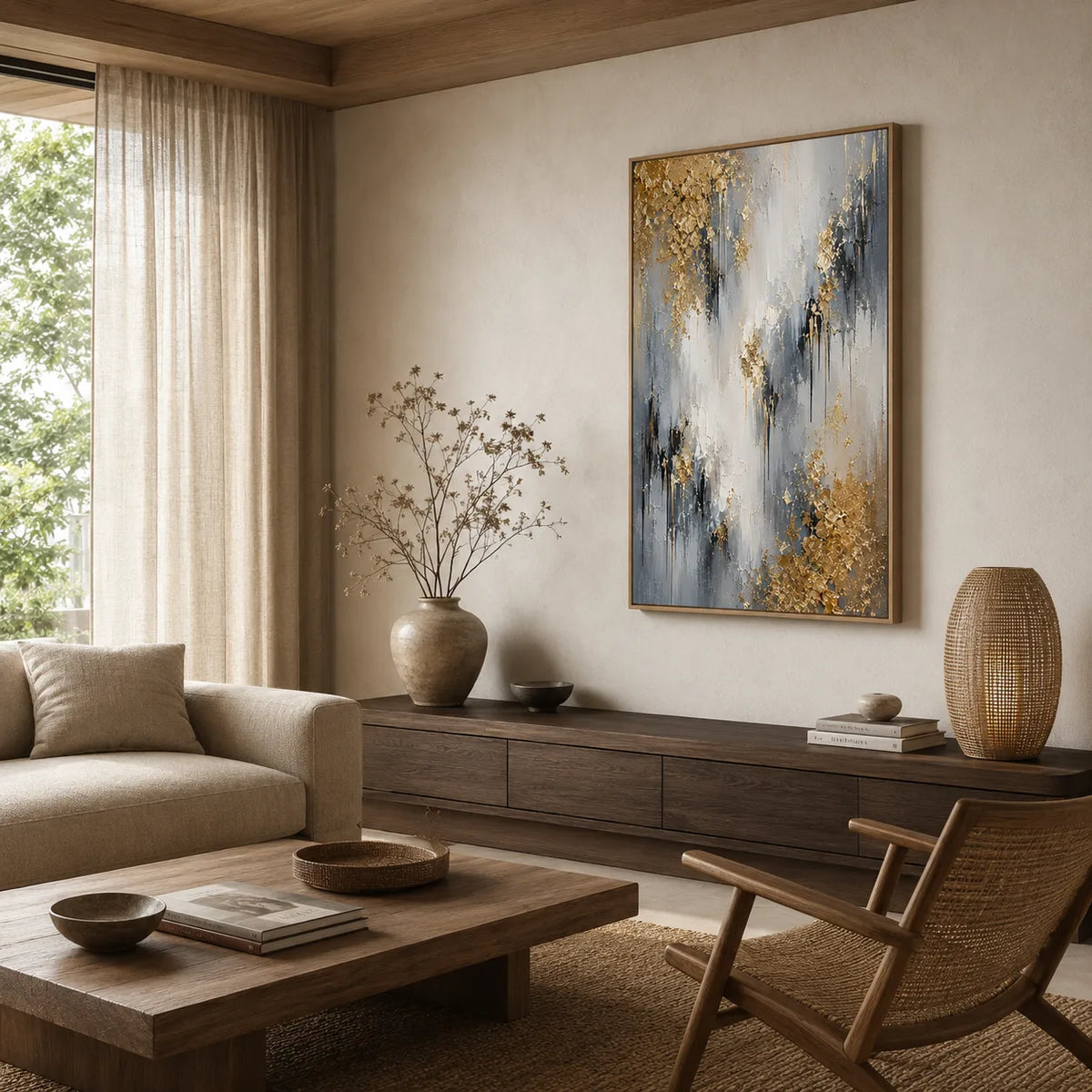 Gilded Ash - hand-painted abstract oil painting on canvas detail 5 by Realoilart