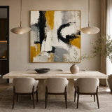 Ochre Tempest abstract oil painting, hand-painted on canvas