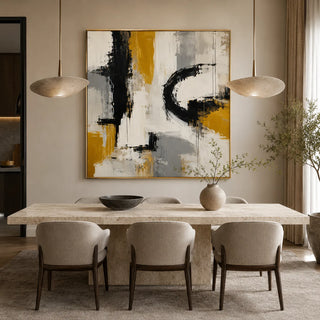 Ochre Tempest abstract oil painting, hand-painted on canvas