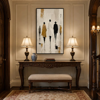 Amber Promenade abstract oil painting, hand-painted on canvas