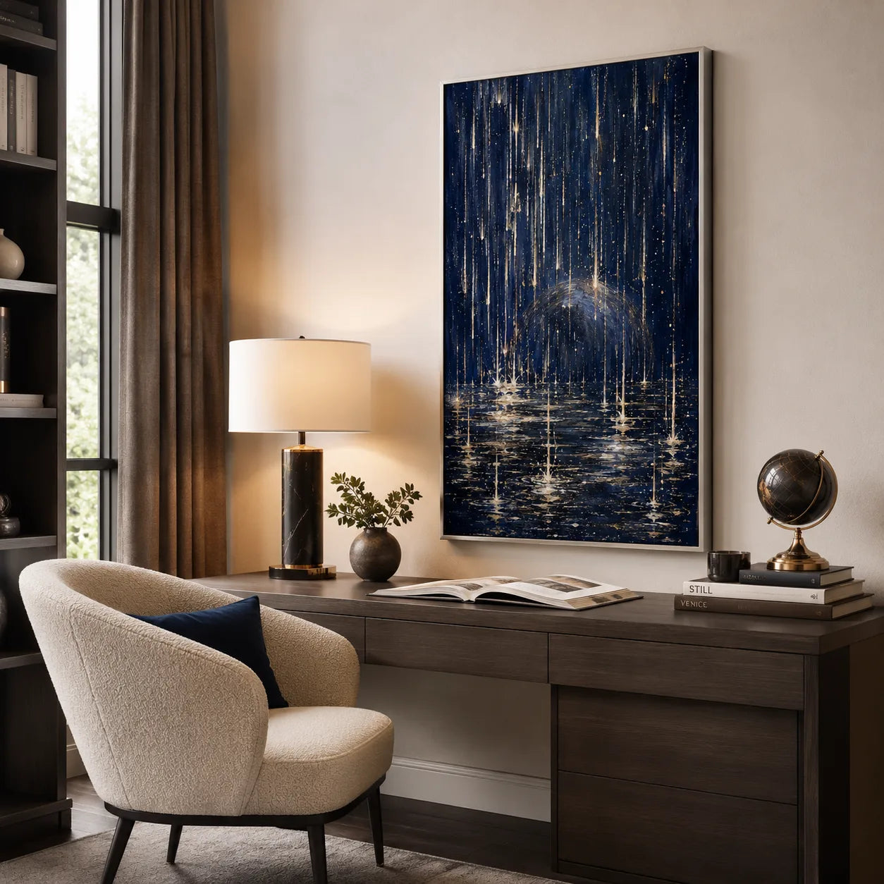 Afterlight - hand-painted coastal oil painting on canvas detail 2 by Realoilart