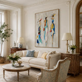 Riviera Belles abstract oil painting, hand-painted on canvas