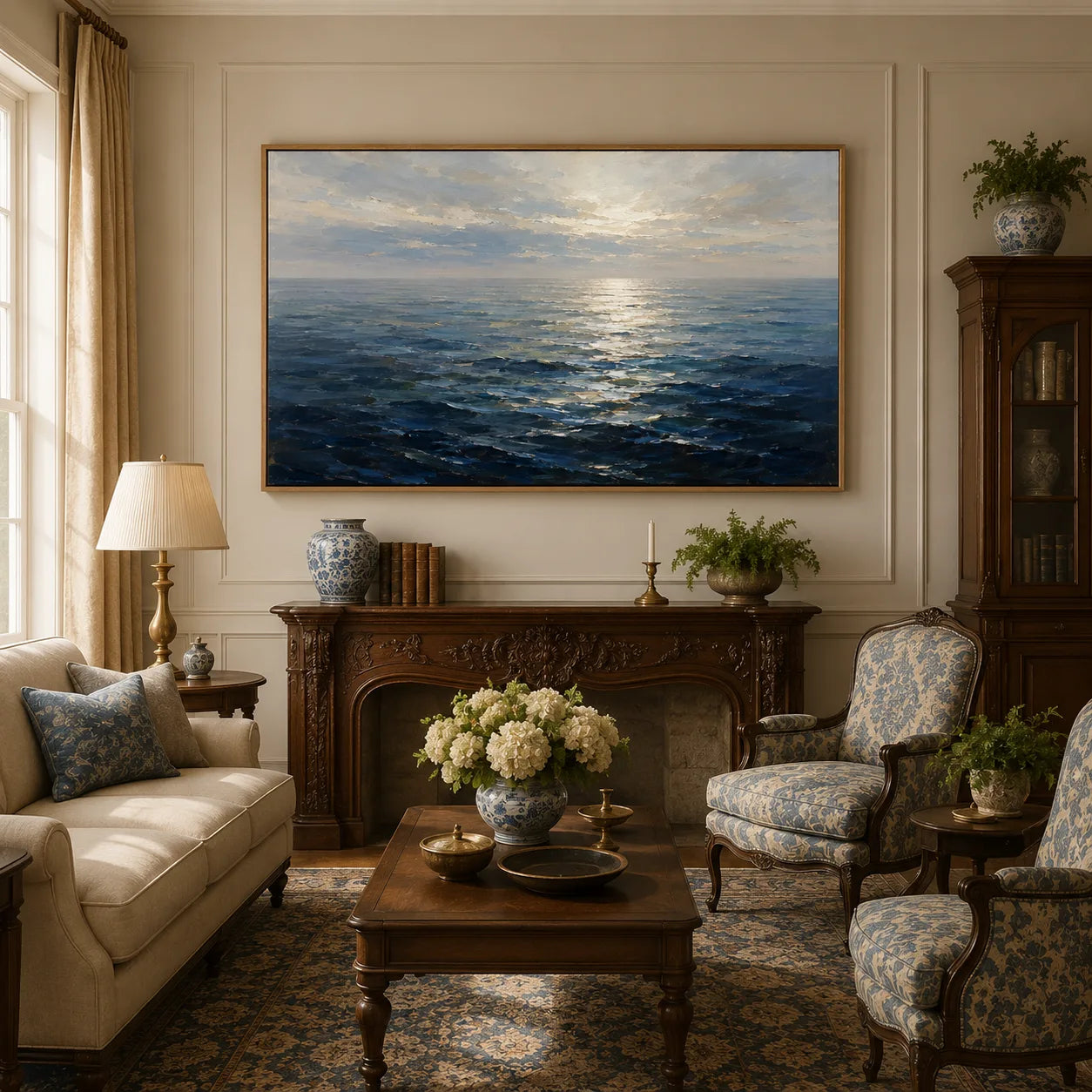 Halcyon Sea - hand-painted coastal oil painting on canvas by Realoilart