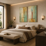 Quiet Sentinels abstract oil painting, hand-painted on canvas