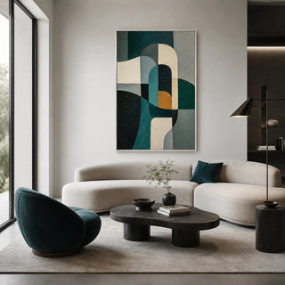Verdigris Cadence abstract oil painting, hand-painted on canvas