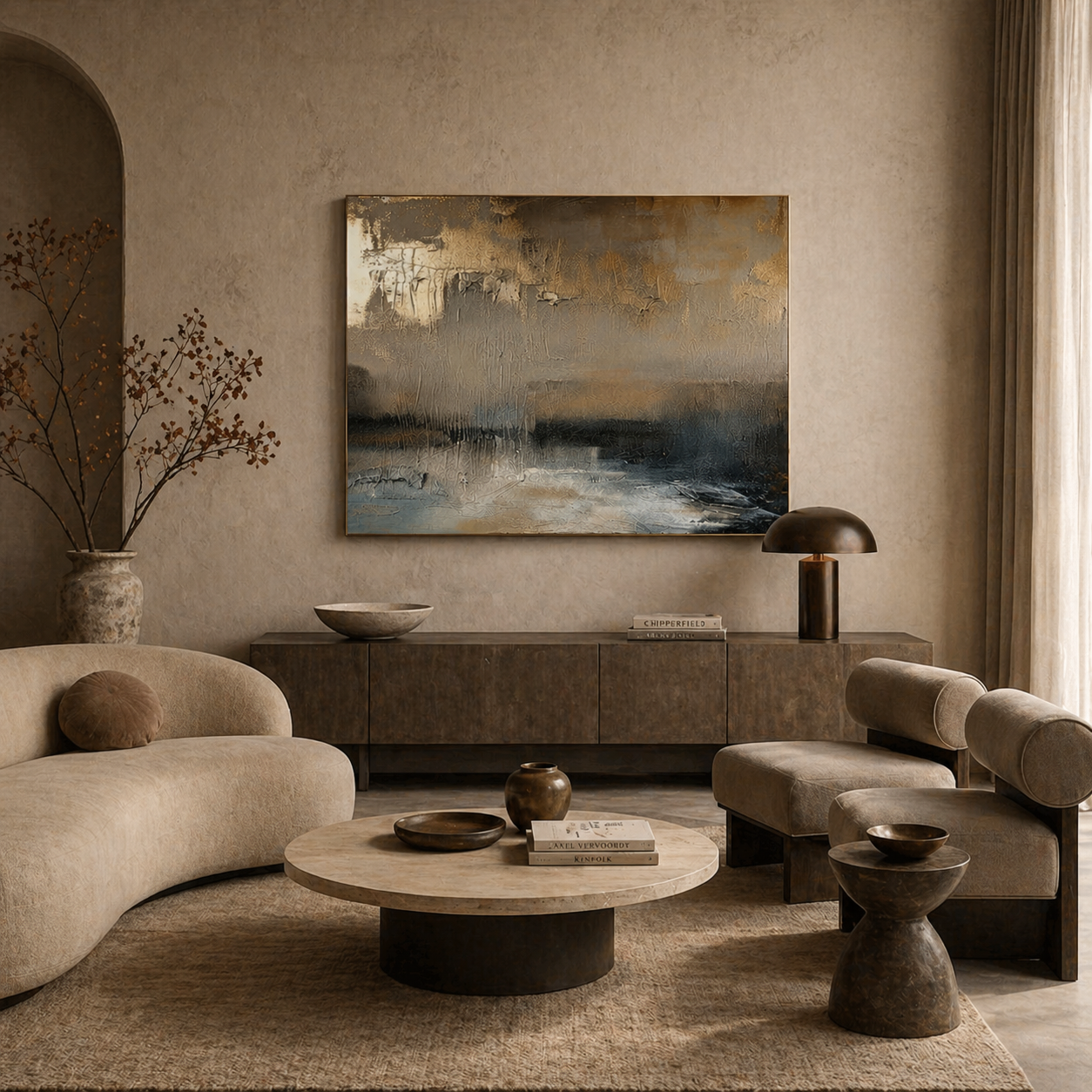 Golden Dusk - hand-painted landscape oil painting on canvas by Realoilart