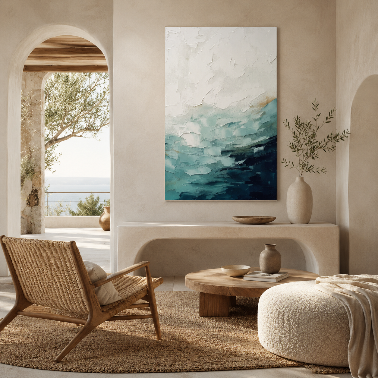 Azure Horizon - hand-painted coastal oil painting on canvas by Realoilart