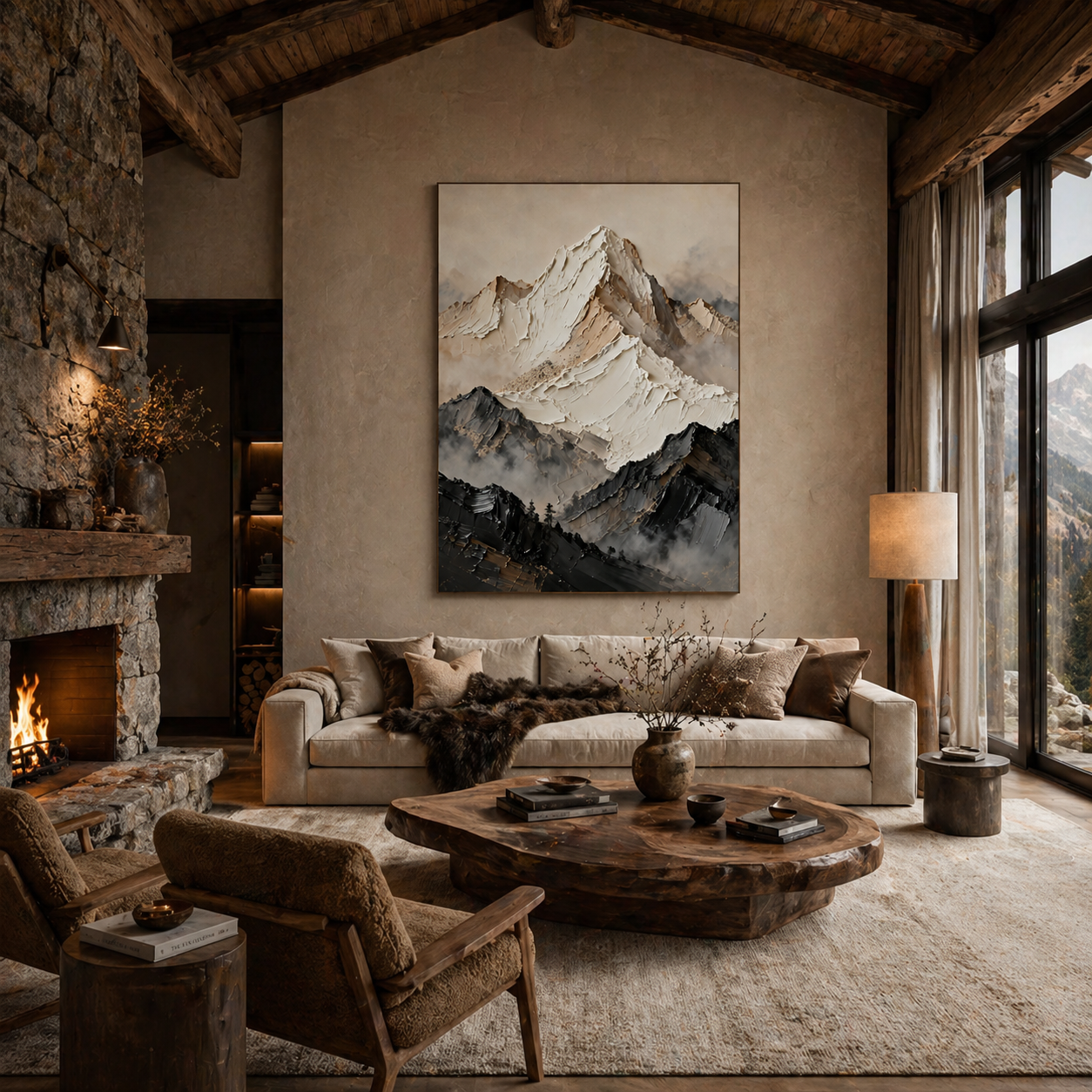 Summit Veil - hand-painted landscape oil painting on canvas by Realoilart