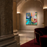 Confluence displayed in an arched interior