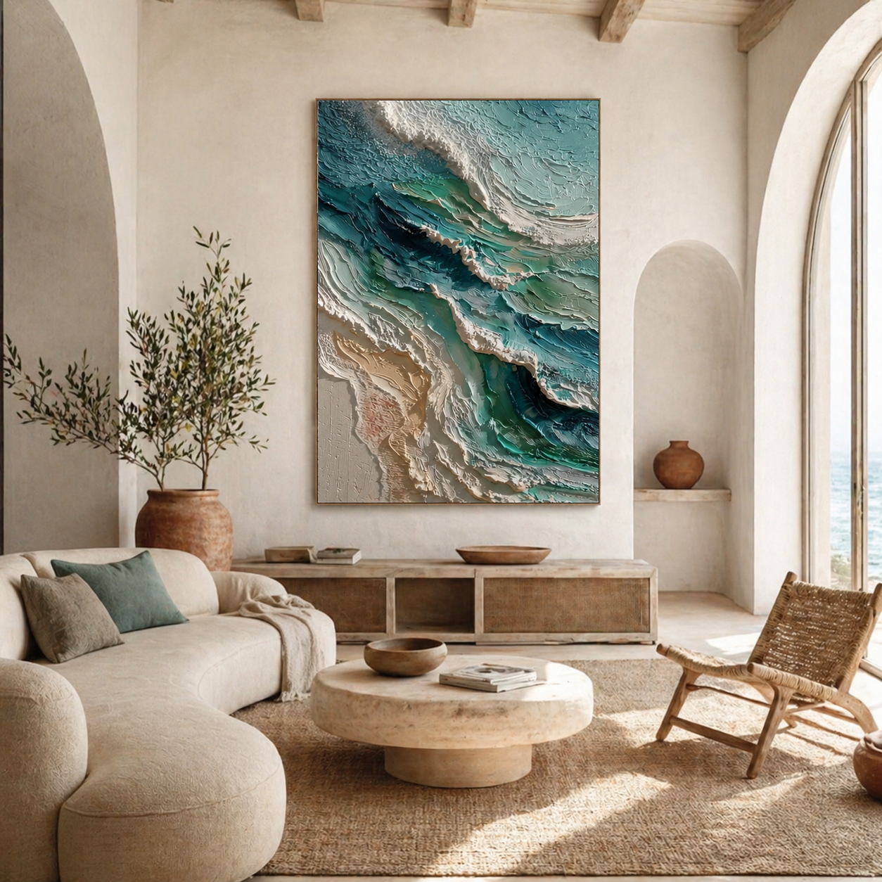 Tidal Layers - hand-painted coastal oil painting on canvas by Realoilart