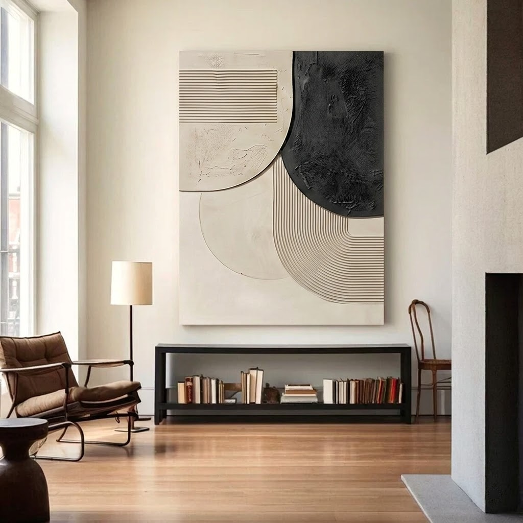 Curved Balance - hand-painted abstract oil painting on canvas by Realoilart