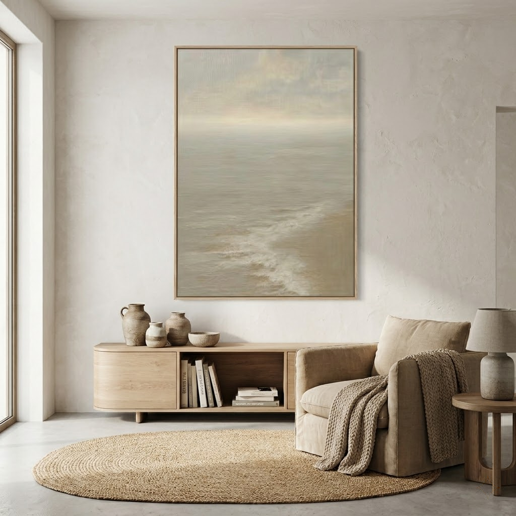 Fading Tide - hand-painted coastal oil painting on canvas by Realoilart