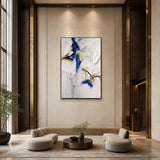 Cobalt Cadence - hand-painted abstract oil painting in a styled interior