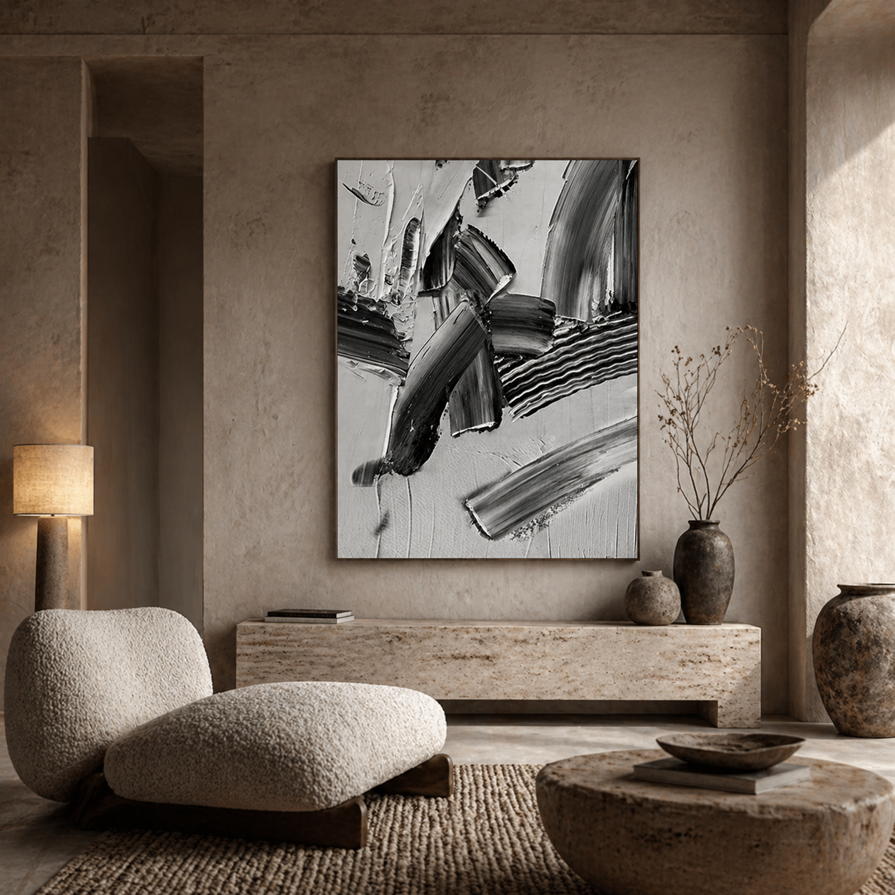 Monochrome Motion - hand-painted portrait oil painting on canvas detail 2 by Realoilart