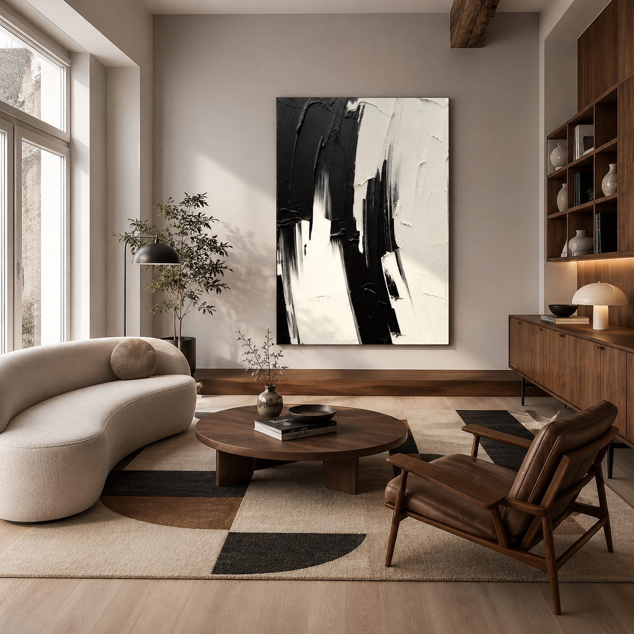 Monochrome Flow - hand-painted abstract oil painting on canvas detail 2 by Realoilart